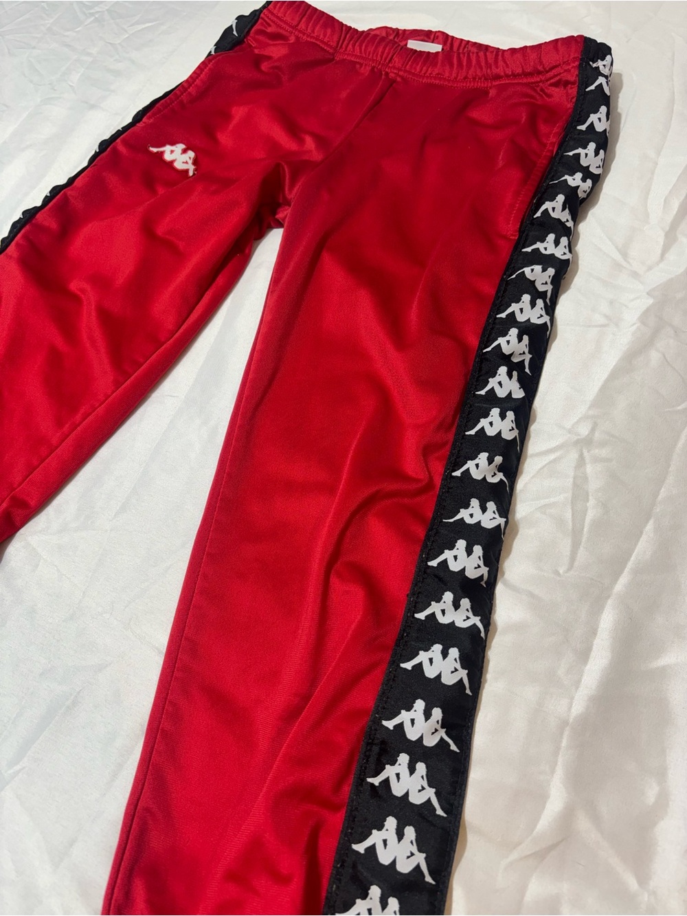Kappa 222 Banda Track Pants Red Black White Logo Tape Joggers Womens Mens XS